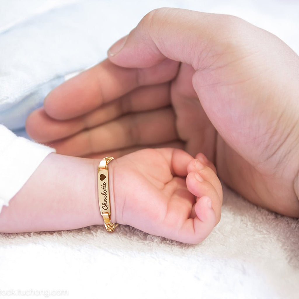 Gold baby bracelet personalized Clearance