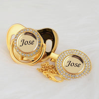 LUXURY BABY NAME PACIFIER & CLIP SET